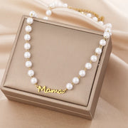 Mothers Day Gift  - Stainless Steel Pearl Necklace MaMa